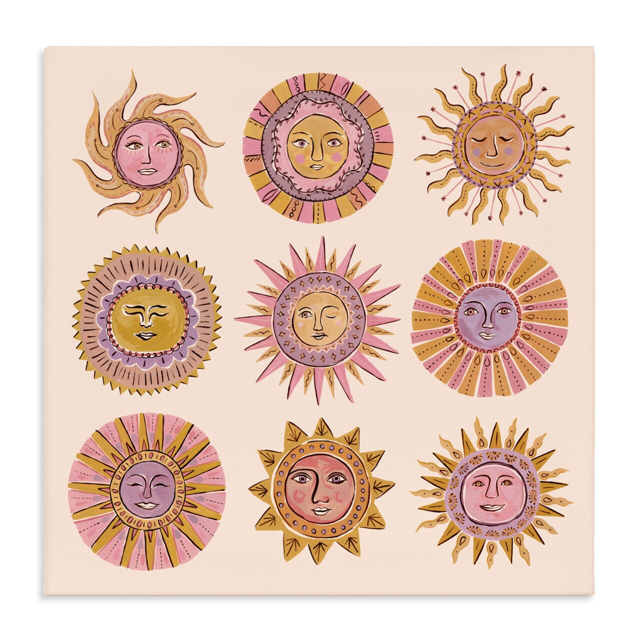 Stupell Industries Boho Solar Faces Canvas, design by Two If By Sea Studios